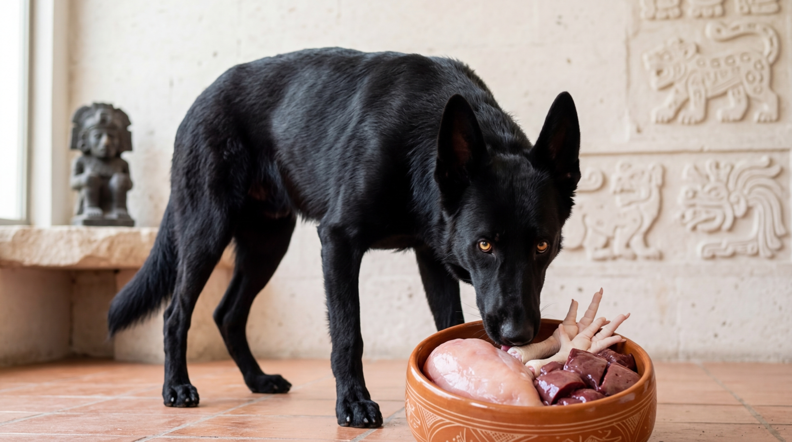 Un cachorro de 5 meses alimentándose.